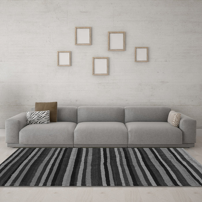 Machine Washable Abstract Gray Contemporary Rug in a Living Room,, wshcon1460gry