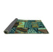 Sideview of Patchwork Turquoise Transitional Rug, con1461turq