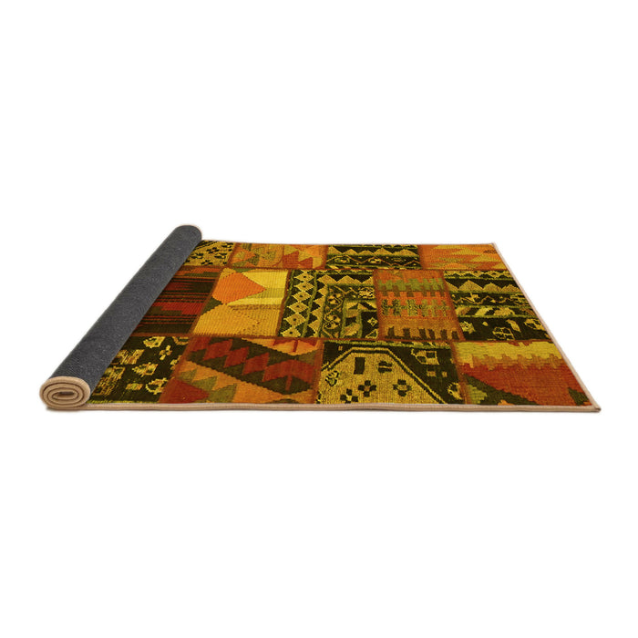 Sideview of Patchwork Yellow Transitional Rug, con1461yw