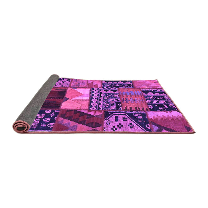 Sideview of Patchwork Purple Transitional Rug, con1461pur