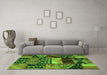 Machine Washable Patchwork Green Transitional Area Rugs in a Living Room,, wshcon1461grn