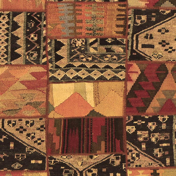 Machine Washable Patchwork Brown Transitional Rug, wshcon1461brn