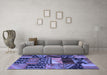 Machine Washable Patchwork Blue Transitional Rug in a Living Room, wshcon1461blu