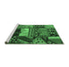 Sideview of Machine Washable Patchwork Emerald Green Transitional Area Rugs, wshcon1461emgrn