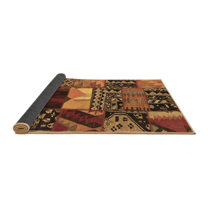 Sideview of Patchwork Brown Transitional Rug, con1461brn