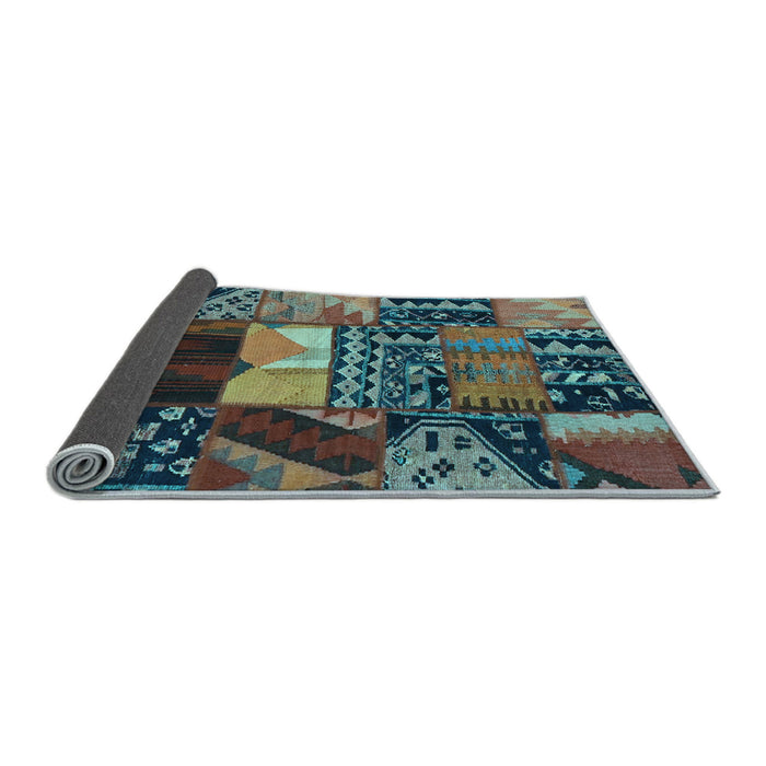 Sideview of Patchwork Light Blue Transitional Rug, con1461lblu
