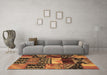 Machine Washable Patchwork Brown Transitional Rug in a Living Room,, wshcon1461brn