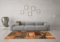 Machine Washable Patchwork Brown Transitional Rug, wshcon1461brn