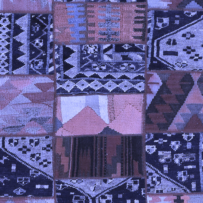 Machine Washable Patchwork Blue Transitional Rug, wshcon1461blu