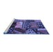 Sideview of Machine Washable Patchwork Blue Transitional Rug, wshcon1461blu