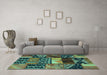 Machine Washable Patchwork Turquoise Transitional Area Rugs in a Living Room,, wshcon1461turq