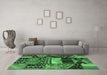 Machine Washable Patchwork Emerald Green Transitional Area Rugs in a Living Room,, wshcon1461emgrn