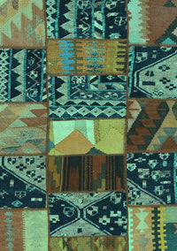 Patchwork Turquoise Transitional Rug, con1461turq