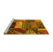 Sideview of Machine Washable Patchwork Yellow Transitional Rug, wshcon1461yw