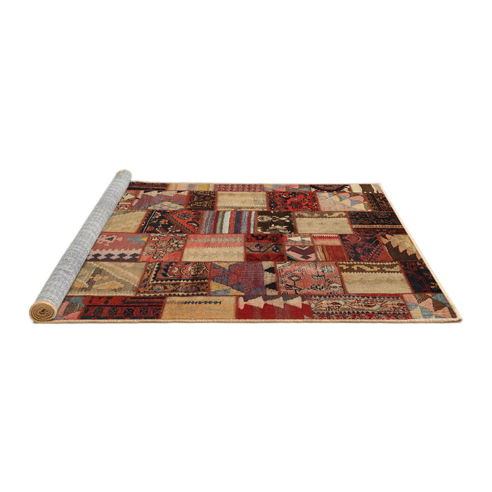 Serging Thickness of Machine Washable Contemporary Saffron Red Rug, wshcon1462