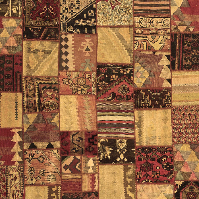 Machine Washable Patchwork Brown Transitional Rug, wshcon1462brn