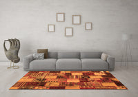 Machine Washable Patchwork Orange Transitional Rug, wshcon1462org