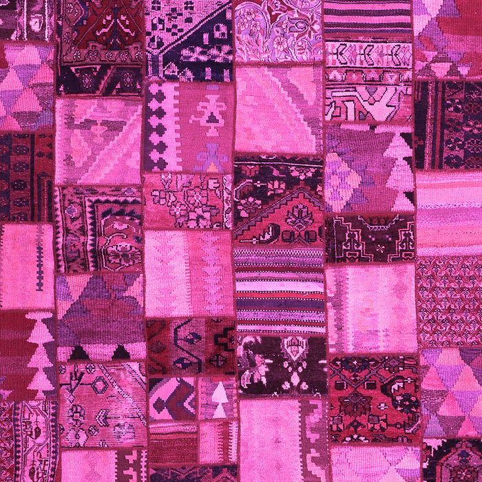 Machine Washable Patchwork Pink Transitional Rug, wshcon1462pnk