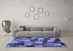 Machine Washable Patchwork Blue Transitional Rug in a Living Room, wshcon1462blu