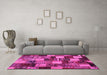 Machine Washable Patchwork Pink Transitional Rug in a Living Room, wshcon1462pnk