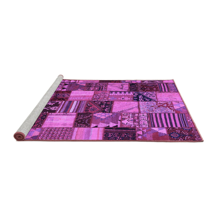 Sideview of Machine Washable Patchwork Purple Transitional Area Rugs, wshcon1462pur