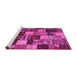 Sideview of Machine Washable Patchwork Pink Transitional Rug, wshcon1462pnk