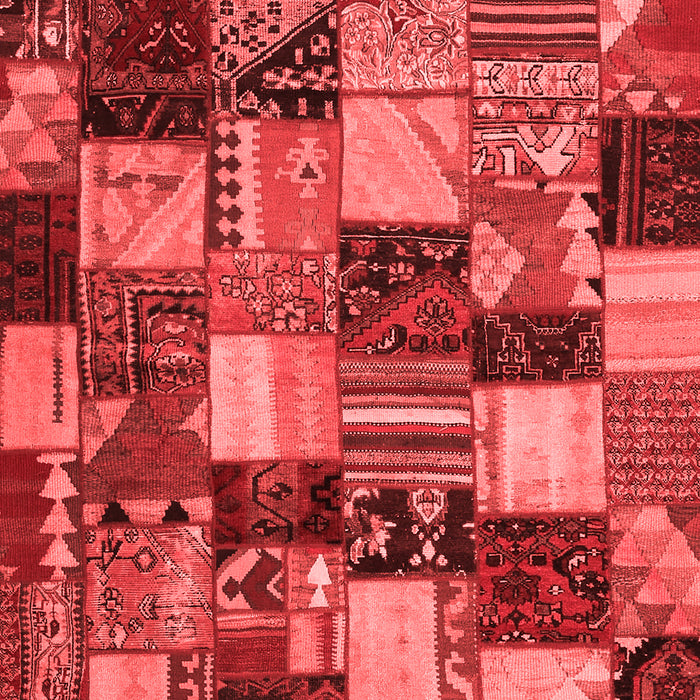 Machine Washable Patchwork Red Transitional Rug, wshcon1462red