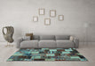 Machine Washable Patchwork Light Blue Transitional Rug in a Living Room, wshcon1462lblu