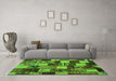 Machine Washable Patchwork Green Transitional Area Rugs in a Living Room,, wshcon1462grn