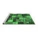 Sideview of Machine Washable Patchwork Emerald Green Transitional Area Rugs, wshcon1462emgrn