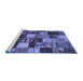 Sideview of Machine Washable Patchwork Blue Transitional Rug, wshcon1462blu