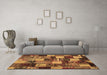 Machine Washable Patchwork Brown Transitional Rug in a Living Room,, wshcon1462brn