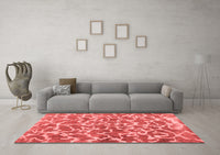 Machine Washable Abstract Red Contemporary Rug, wshcon1463red