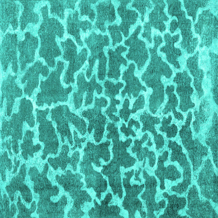 Square Abstract Turquoise Contemporary Rug, con1463turq