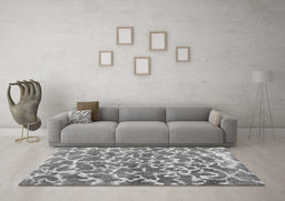 Machine Washable Abstract Gray Contemporary Rug in a Living Room,, wshcon1463gry