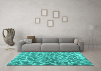 Machine Washable Abstract Turquoise Contemporary Rug, wshcon1463turq