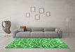 Machine Washable Abstract Emerald Green Contemporary Area Rugs in a Living Room,, wshcon1463emgrn