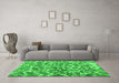 Machine Washable Abstract Green Contemporary Area Rugs in a Living Room,, wshcon1463grn