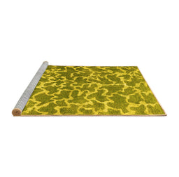 Sideview of Machine Washable Abstract Yellow Contemporary Rug, wshcon1463yw