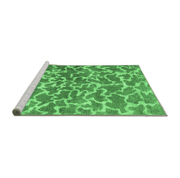 Sideview of Machine Washable Abstract Emerald Green Contemporary Area Rugs, wshcon1463emgrn