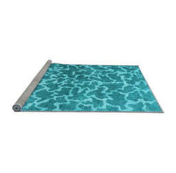 Sideview of Machine Washable Abstract Light Blue Contemporary Rug, wshcon1463lblu