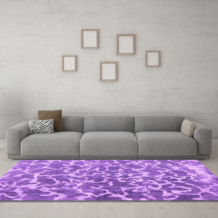 Machine Washable Abstract Purple Contemporary Area Rugs in a Living Room, wshcon1463pur
