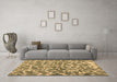 Machine Washable Abstract Brown Contemporary Rug in a Living Room,, wshcon1463brn