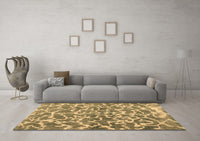 Machine Washable Abstract Brown Contemporary Rug, wshcon1463brn