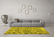 Machine Washable Abstract Yellow Contemporary Rug in a Living Room, wshcon1463yw