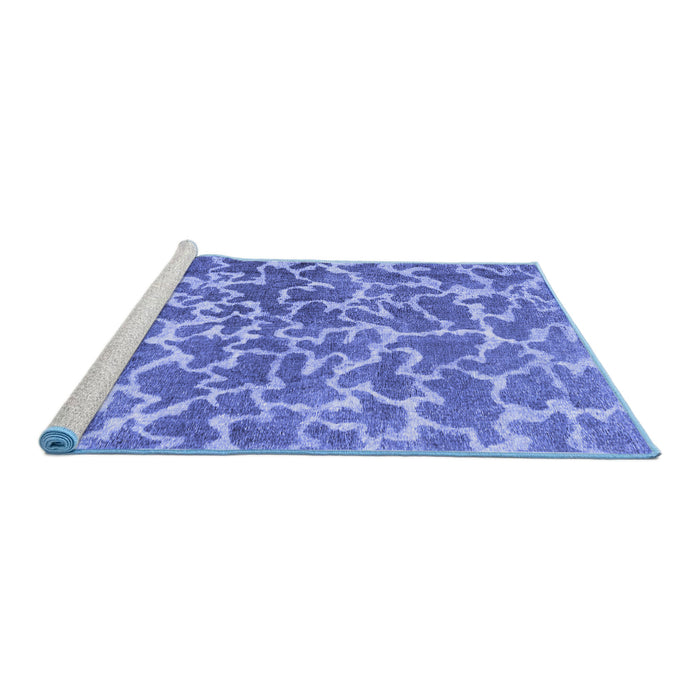 Sideview of Machine Washable Abstract Blue Contemporary Rug, wshcon1463blu