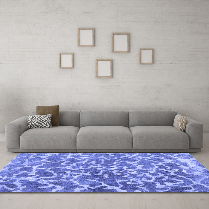 Machine Washable Abstract Blue Contemporary Rug in a Living Room, wshcon1463blu