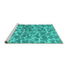 Sideview of Machine Washable Abstract Turquoise Contemporary Area Rugs, wshcon1463turq