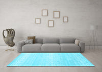 Machine Washable Abstract Light Blue Contemporary Rug, wshcon1464lblu