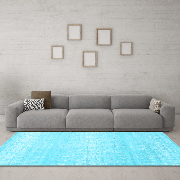 Machine Washable Abstract Light Blue Contemporary Rug in a Living Room, wshcon1464lblu